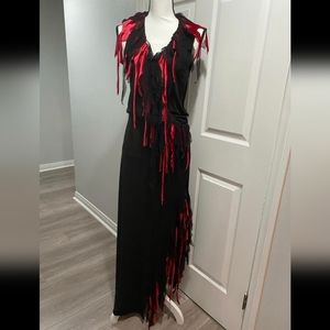 Feelgood Paris maxi Faux wrap dress red black M
